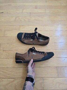 Y2K Vintage | Simple Shoes Brown Suede Plaid Lining Skate Sneakers | Men's 13